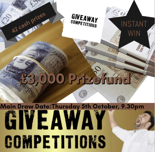 £3000 Prize Fund £500 Jackpot + 41 Instant Wins