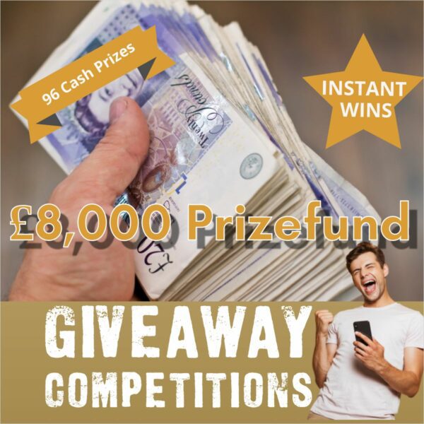 £8000 Prize Fund £1000 Jackpot + 95 Instant Wins