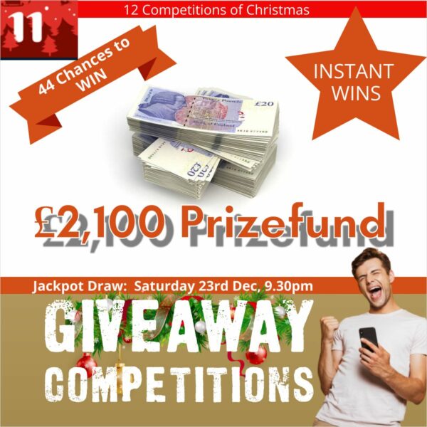 £2100 Prize Fund £300 Jackpot + 43 Instant Wins