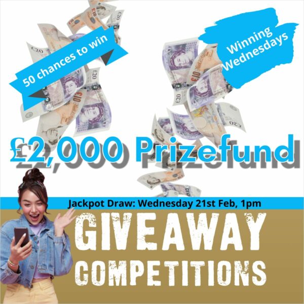 £2000 Prize Fund £250 Jackpot + 47 Instant Wins & £50 For Lucky Misses