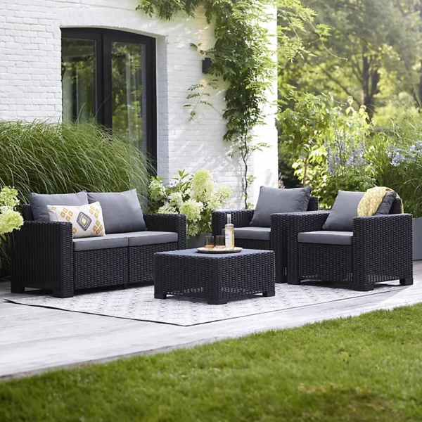 Keter Mia Graphite Plastic 4 seater Coffee set for 99p - Image 3