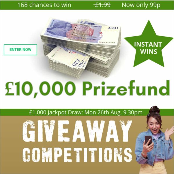 10k Cash fund – £1000 Jackpot, 165 instant wins, £50 Lucky Misses