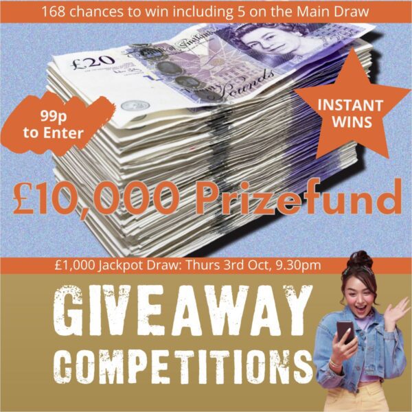 10k Cash fund – £1000 Jackpot, 165 instant wins, £50 Lucky Misses