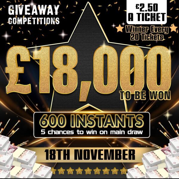 Winner every 20 Entries - £18,000 to be won