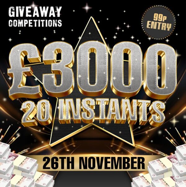 Win £3000 for 99p plus 20 Instant Wins