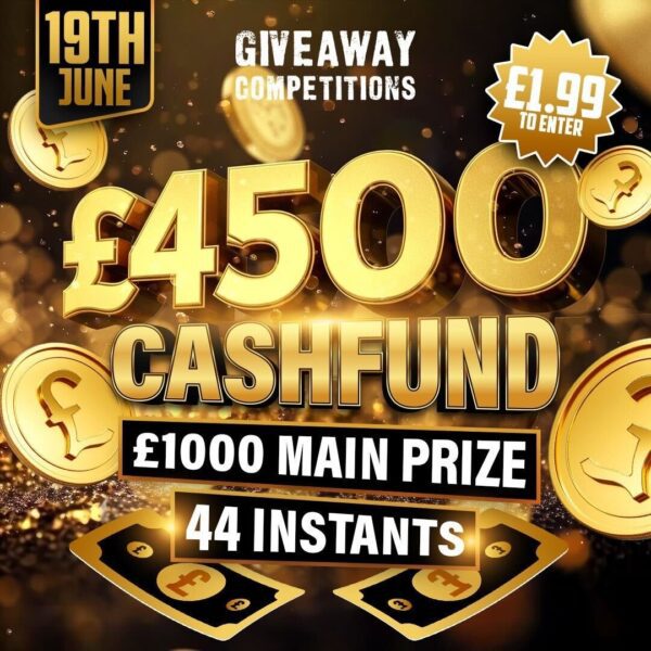 £4500 Prize fund  £1000 Jackpot + 44 Instant Wins