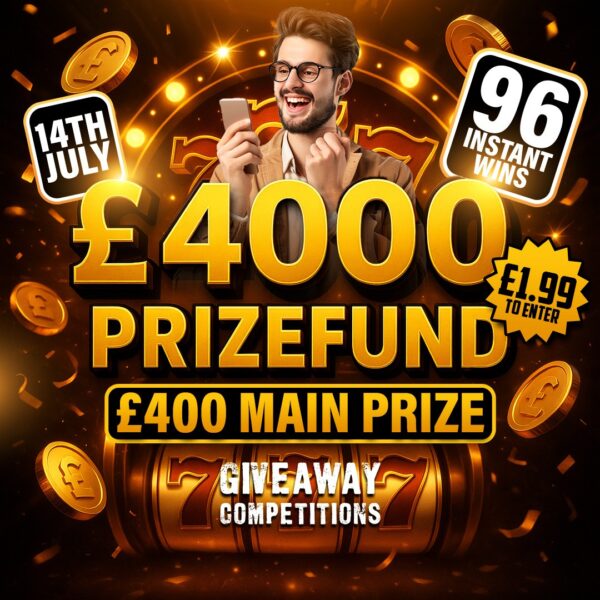 £4,000 Prize Fund £400 Jackpot + 96 Instant Wins & £50 For Lucky Misses